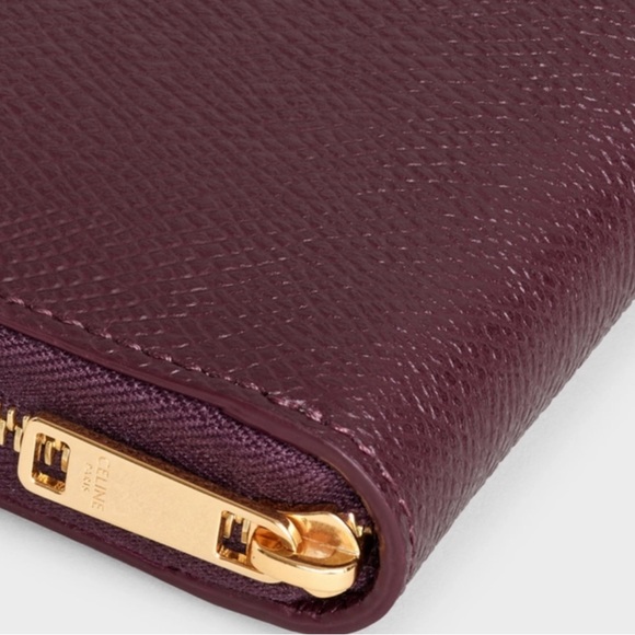 CELINE- ZIP WALLET in deep burgundy calfskin - Picture 2 of 12